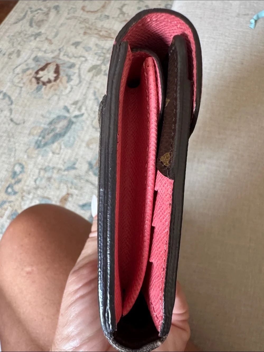 Louis Vuitton Monogram Wallet with Pink Flap
